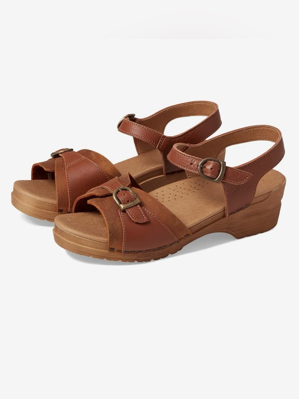 Sanita Sorrento Brown Leather Adjustable Ankle Strap Sandals Size 39 8.5
